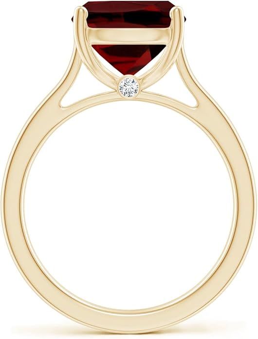 Angara Cushion Garnet Solitaire Ring in Sterling Silver/14K Solid Gold/Platinum | Natural Garnet Solitaire Ring for Women | January Birthday, Anniversary, Gemstone Jewelry Gift