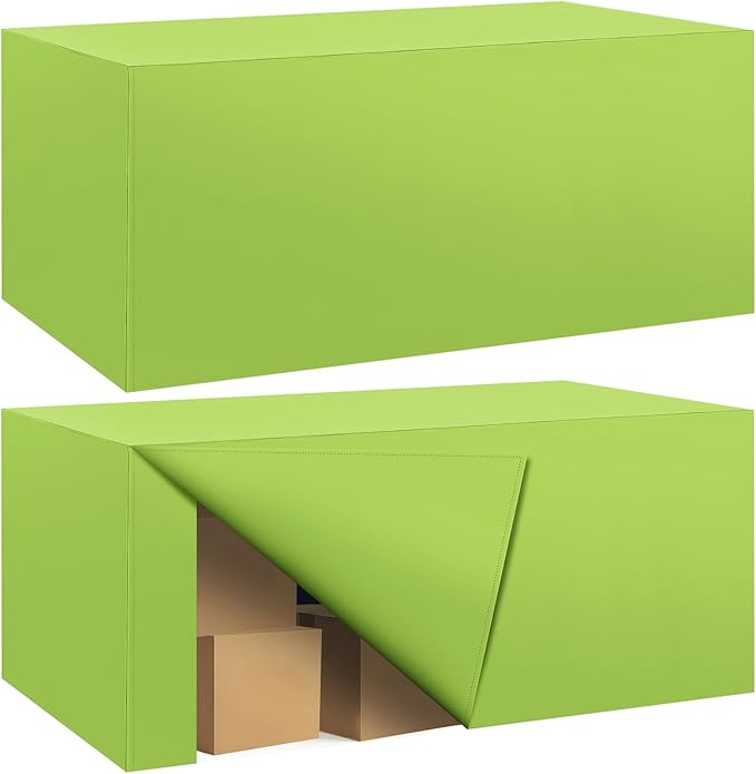 2 Pack Fitted Tablecloth for 8 Foot Rectangle 96 x 30 Inch Apple Green Table Covers Water Resistant Polyester Cloth for Folding, Parties,Display, Trade Show (Apple Green)