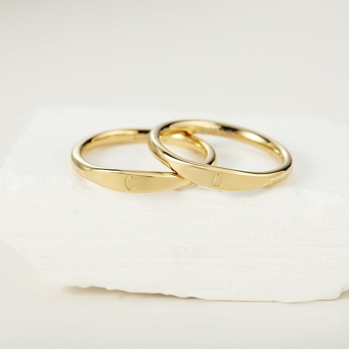 Gold Initial Rings for Women Non Tarnish Thumb Rings for Teen Girls 14K Gold plated for Women