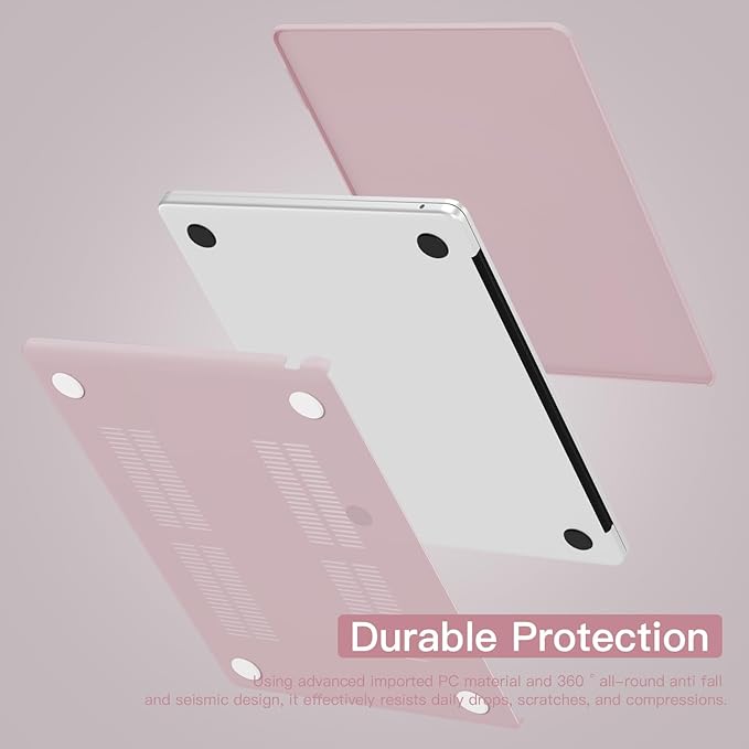 CISSOOK for MacBook Air 13.6 M4 M3 M2 Case 2025 2024 2022 Release, Plastic Hard Shell & Keyboard Cover & USB Adapter for MacBook Air 13.6 inch A3240 A3113 A2681, Baby Pink
