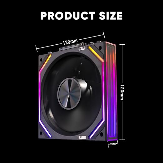 Jungle Leopard Interstellar V2 RS 120mm PC Reverse Blade Case Fan Infinity Mirror Module Daisy-Chain ARGB Fan Triple Pack Suitable Computer Cooling Fans 360mm AIO Cooler(Black-3Pack)