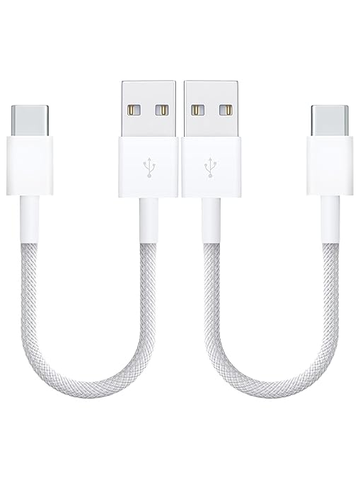 [1ft 2-Pack] Woven USB-C Cable for Apple iPhone 16 Pro Max Charger MFi Certified Short CarPlay USB to USB C Cord Fast Charging for 16Plus/15 Pro Max/15Pro/16 Pro/16/15/Airpods Pro 2/iPad Air (White)
