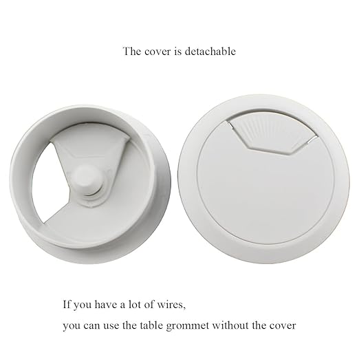 HAHIYO 2Pcs 2Inch/50mm White ABS Plastic Sector-shaped Desk Grommet Wire Grommet Cable Management Cord Hole Cover Desk Wire Hole Insert Wire Organizer for Computer Office Home School Equipment Systems