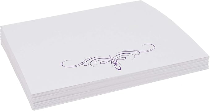 Decadent Flourish Place Cards, Purple (Choose Color), Set of 150, Pre-cut and Scored - Wedding, Party, Dinner, and Special Events - Made in the USA