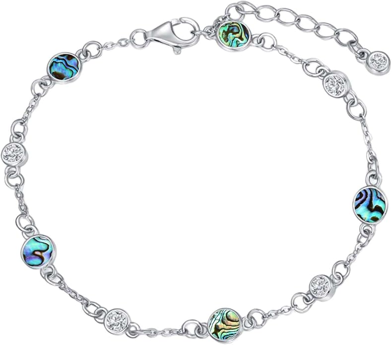 Anklet Bracelet for Women 925 Sterling Silver Natural Stone Chain Ankle Bracelet Beach Summer Fine Jewelry Valentines Day Birthday Gifts for Her Mom Wife