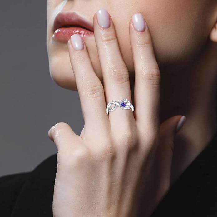 STARCHENIE Infinity Promise Ring 925 Sterling Silver Angel Wings Heart Ring for Women Size 5-10