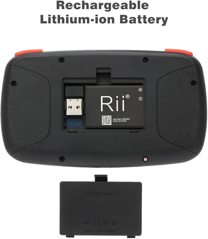 Rii (Upgrade) i4 Mini Bluetooth Keyboard with Touchpad, Blacklit Portable Wireless Keyboard with 2.4G USB Dongle for Smartphones, PC, Tablet, Laptop TV Box iOS Android Windows Mac.Black