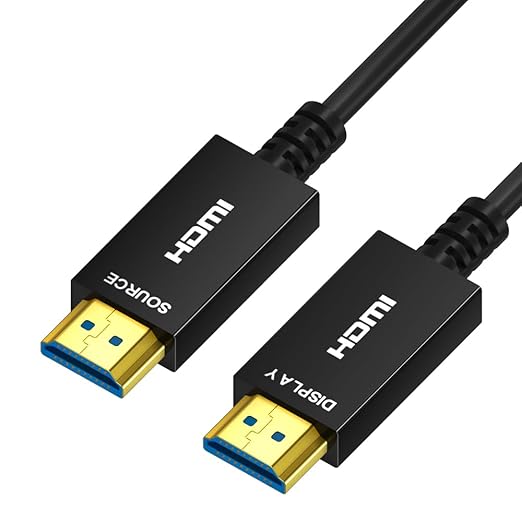 8K HDMI Fiber Optic Cable 15ft, 4K120 8K@60Hz HDMI 2.1 Cable, 48Gbps Ultra High Speed Slim HDMI Optical Audio Cable HDMI Cord, eARC HDR10 HDCP 2.2 Compatible with PS5 Xbox TV Projector.