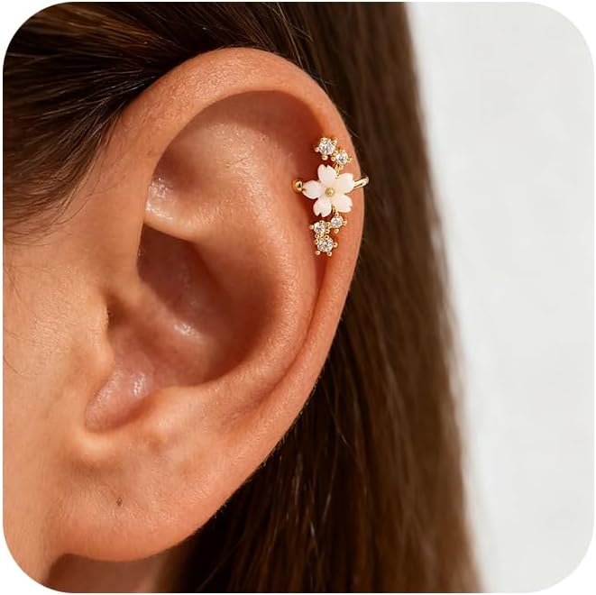 3Pcs Ear Cuffs Non Piercing for Women - Trendy 14K Gold Plated Cuffs Earrings with Cubic Zirconia - Dainty Clip On Cartilage Earring Jewelry