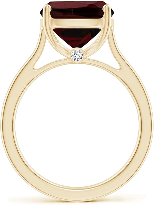 Angara Cushion Garnet Solitaire Ring in Sterling Silver/14K Solid Gold/Platinum | Natural Garnet Solitaire Ring for Women | January Birthday, Anniversary, Gemstone Jewelry Gift
