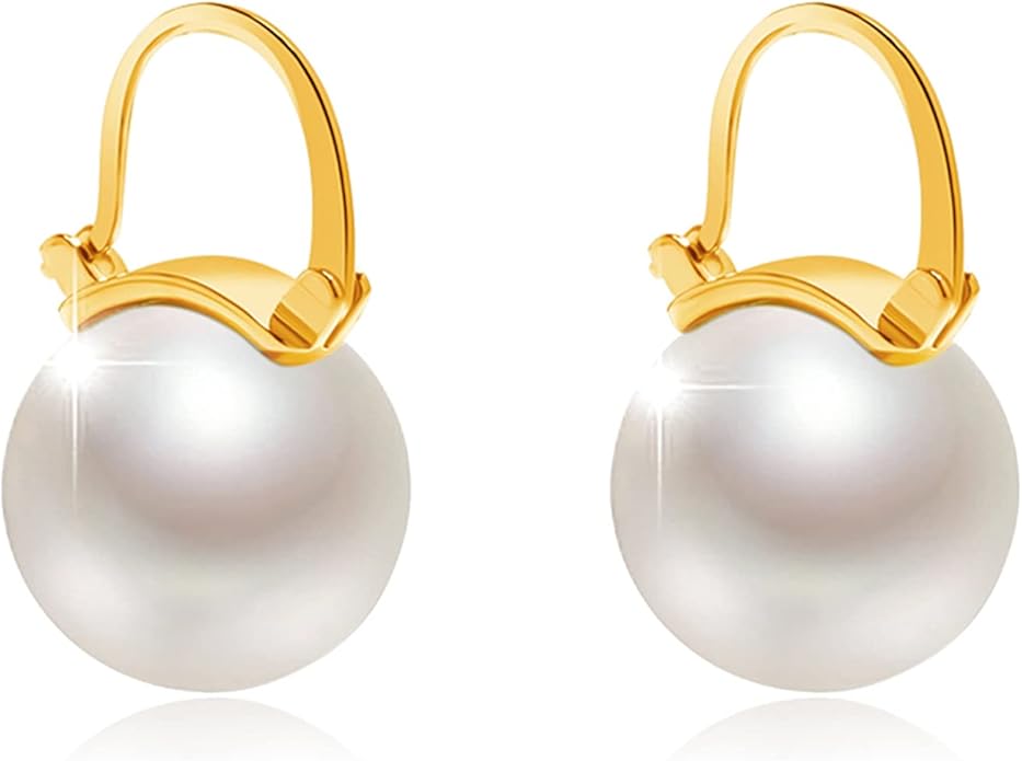 Pearl Earrings for Women 14K Gold Plated Hypoallergenic Pearl Earrings 5A Cubic Zirconia Dangle Earrings Elegant Jewelry