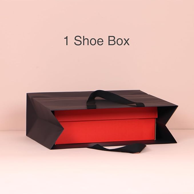 10pcs 15.7x5.5x11.8" (3) Large Size, Black Paper Bags with Black Cotton Handles, Thick Sturdy Durable Gift bags