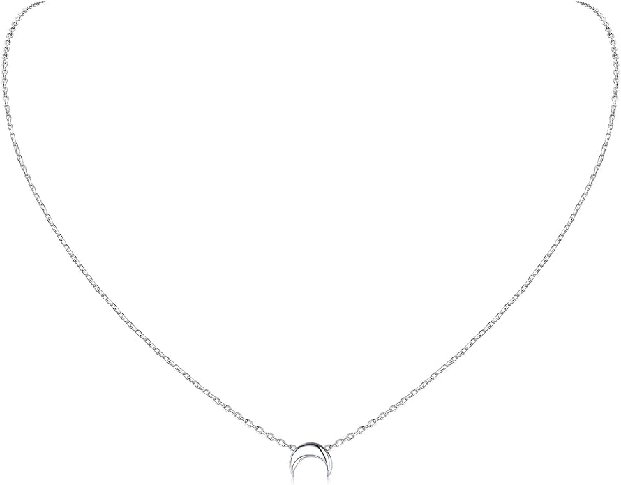 ChicSilver Personalized 925 Sterling Silver Dainty Small Heart/Star/Moon/Dot/Triangle Pendant Necklace for Women, Silver/Gold/Rose Gold/Black (with Gift Box)