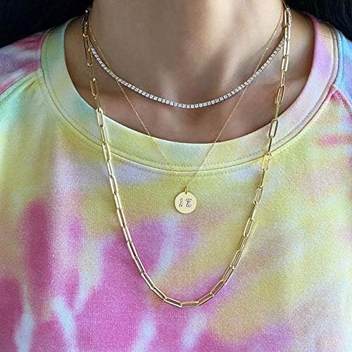 BOUTIQUELOVIN 14K Gold Plated Lock Necklace for Women Paperclip Link Chain Padlock Necklace Non-Tarnish