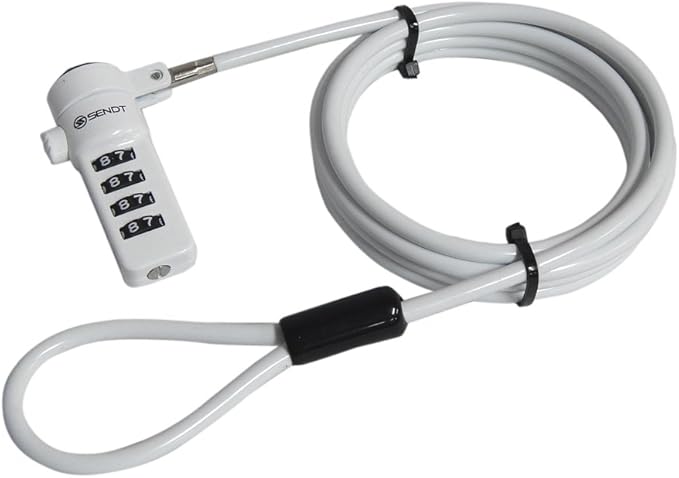 Sendt White Notebook/Laptop Combination Lock Security Cable