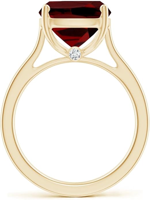 Angara Cushion Garnet Solitaire Ring in Sterling Silver/14K Solid Gold/Platinum | Natural Garnet Solitaire Ring for Women | January Birthday, Anniversary, Gemstone Jewelry Gift