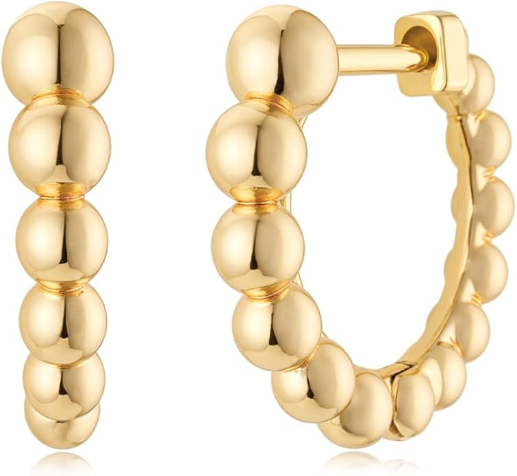 MYEARS Women Earrings Gold Huggie Hoop Ear Stud Cuff 14K Small Simple Hypoallergenic Everyday Jewelry