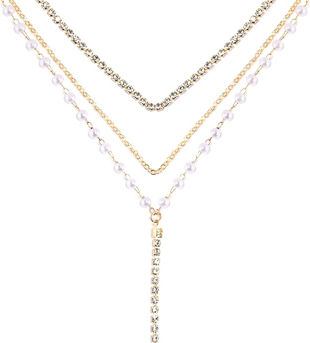 Necklace for Women, Dainty Long 14K Gold Y-Shaped Necklace Jewelry Trendy Beaded Layered Chain Drop Necklaces Jewelry Women Gifts