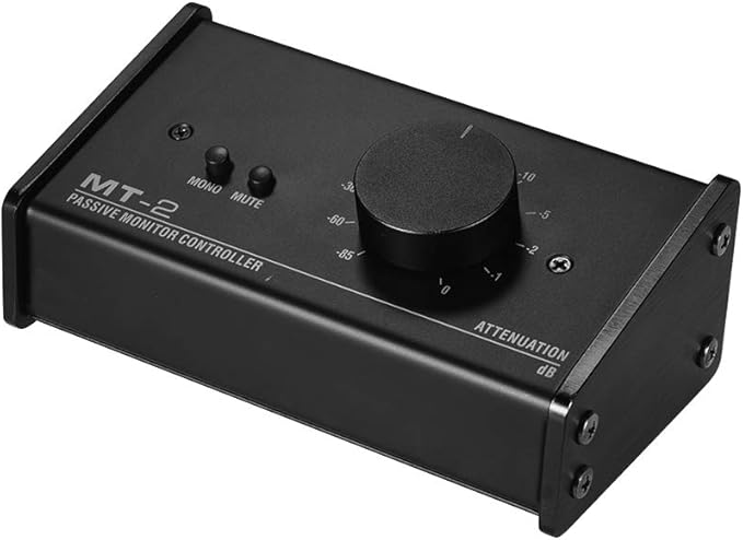 HXBER Passive Monitor Controller with XLR 3.5mm Inputs Outputs Supports Attenuation Control Mute Function, Black