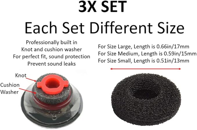 3X Ultra Comfort Eartips Ear Buds Replacement Earphone Ear Tips Kits Earpads Foam Set Cushion for Plantronics Voyager 5200 5220 5210 Series Bluetooth Headset Headphone (Mixed L/M/S)