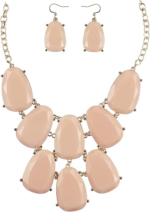 Firstmeet Chunky Bubble Statement Collar Necklace with Earrings for Women