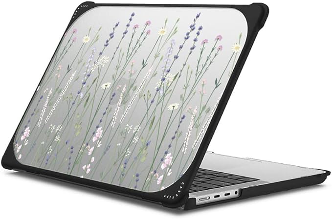 CASETiFY Bounce MacBook Pro 16-inch (M3/M4) Case [Enhanced Protective Corner Design/Ventilation Cutouts/Anti-Slip Grip] - Gigi Garden Florals - MacBook - Clear Black