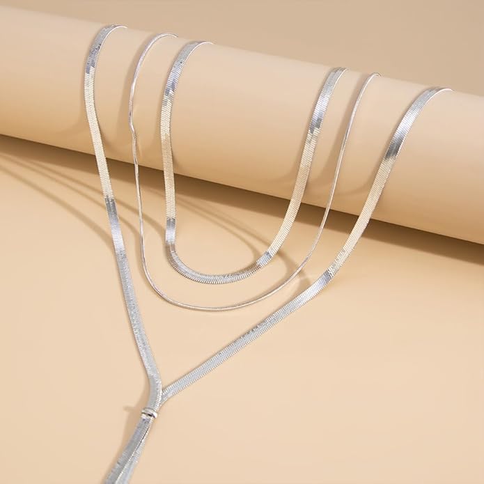 2Pcs Gold Long Snake Chain Y Drop Necklaces for Women Trendy Statement Layered Lariat Choker Necklace Y2K Formal Prom Party Jewelry Accessories Gift