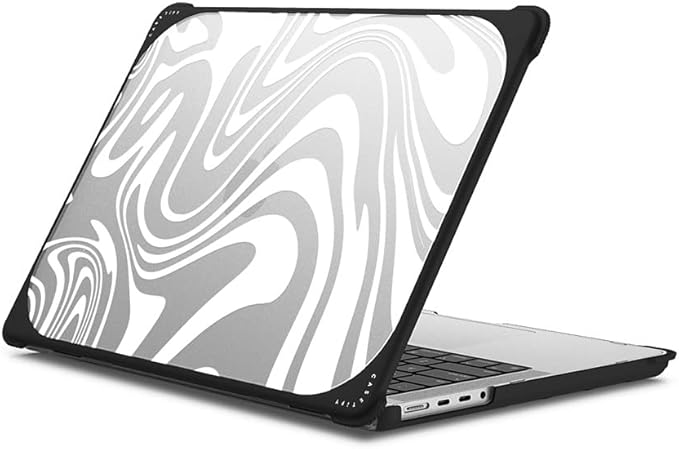 CASETiFY Bounce MacBook Pro 16-inch (M3/M4) Case [Enhanced Protective Corner Design/Ventilation Cutouts/Anti-Slip Grip] - Marble Transparent Trippy - Clear Black