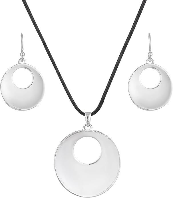 Madison Tyler Gold Plated Jewelry Set for Women | Silver Teardrop Pendant Necklace Trendy | Long Necklace with Snake Chain | Fashion Dangle Earring Set