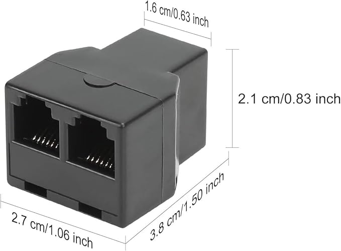 Uvital RJ12 6P6C 3 Female Telephone Line Splitters, Phone Jack Splitter, Telephone Landline Cable Connector and Separator(Black, 50 Pack)
