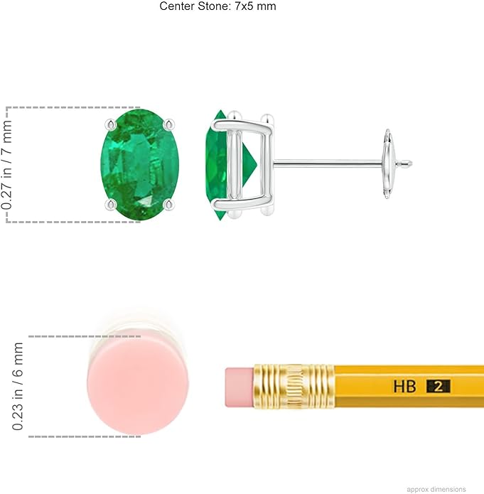 ANGARA Natural Emerald Earrings for Women | Oval Shape Emerald Classic Earrings in 14K Solid Gold/Platinum | May Birthday, Anniversary, Gemstone Jewellery Gift