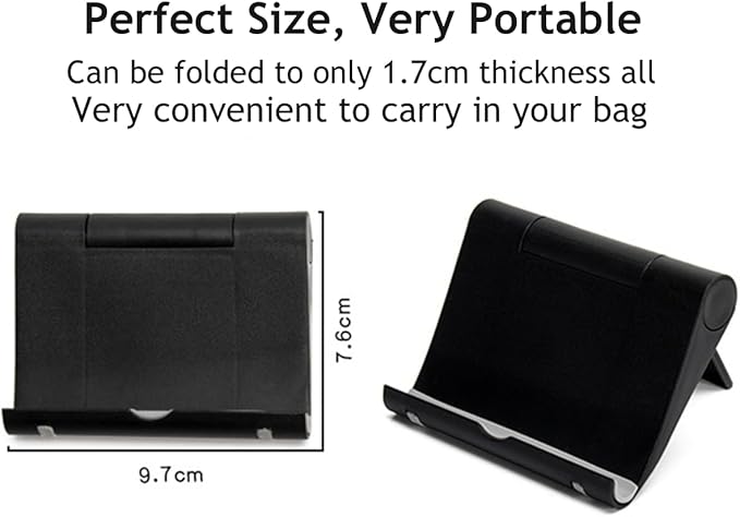 Cell Phone Stand for Desk Foldable Cell Phone Holder Desk Tablet Holder Mobile Phone Dock, Multi-Angle Universal Adjustable Tablet Dock (Black)