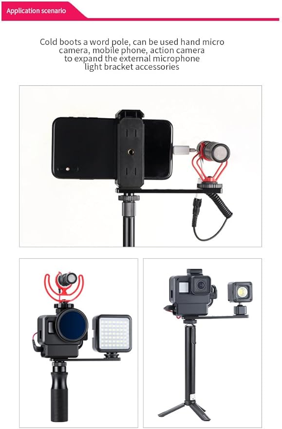 Aluminium Camera Hot Shoe Mount Adapter Video Accessory Triple Cold Shoe Bracket Lights, LED Monitors, Microphones, Audio Recorder & Studio Flash Video Camera