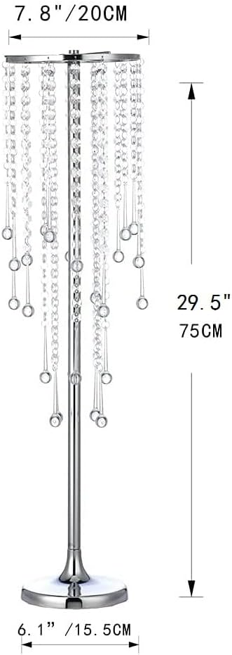10 Pcs Tall Elegant Wedding Centerpiece Stand, Silver Metal Flower Candle Holder with Chandelier Crystal,for Wedding Party Event Birthday,Valentine's Day Home Décor，29.5in