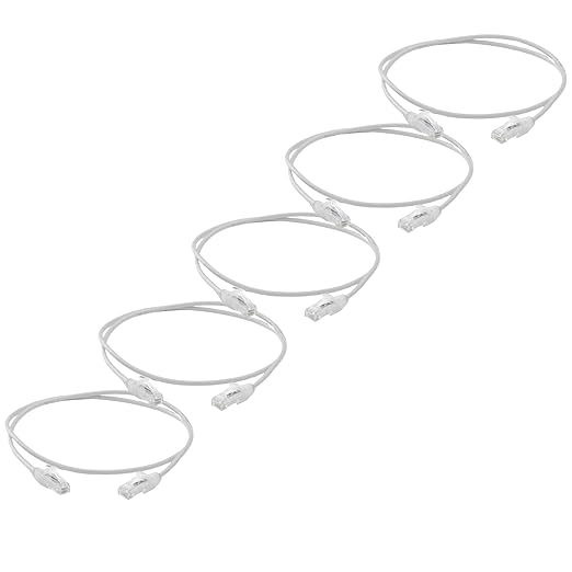 TRUECABLE Cat6 Component Rated Patch Cable, Unshielded (U/UTP), 2ft, White, 28AWG Solid Copper, Snagless 10G High-Speed Ethernet Cable, PoE++ 4PPoE 100W, UL Listed, RoHS-3, 5 Pack