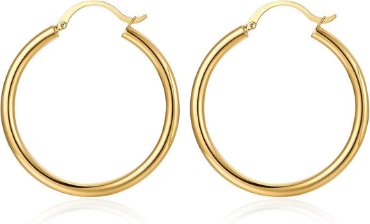 Gold Earrings for Women Girls,14K Gold Plated Hoop Earrings with 925 Sterling Silver Post Cubic Zirconia Stud Earring Huggie Hoops Earrings