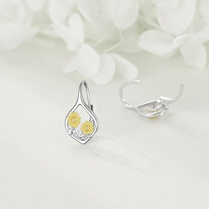 VONALA Flower Earrings for Women 925 Sterling Silver Rose/Lotus/Scottish Thistle/Tulip/Lilac/Mushroom/Pineapple Dangle Drop Earrings Flower Jewelry Gifts for Women Girls Birthday Gifts