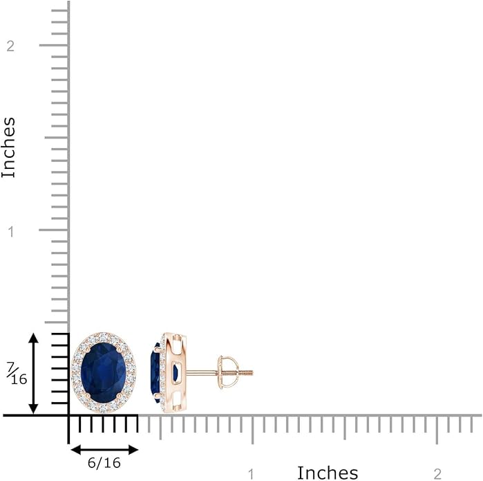 ANGARA Natural Blue Sapphire Earrings for Women | Prong-Set Oval Blue Sapphire Stud Earrings with Diamond Halo in 14K Solid Gold/Platinum | September Birthday, Anniversary, Gemstone Jewellery Gift