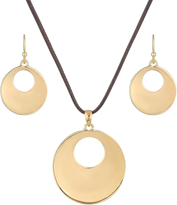Madison Tyler Gold Plated Jewelry Set for Women | Silver Teardrop Pendant Necklace Trendy | Long Necklace with Snake Chain | Fashion Dangle Earring Set