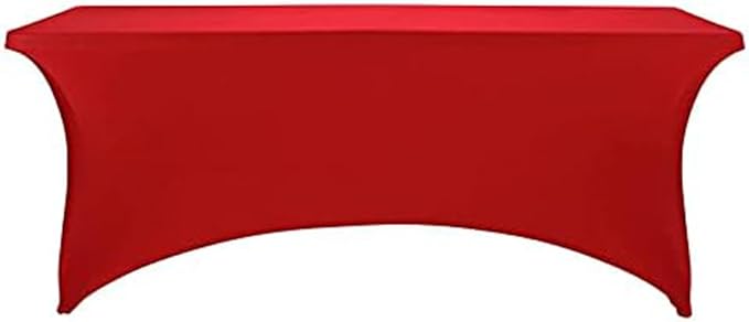 FORLIFE 6Pack Spandex Table Covers 6ft，Fitted Tablecloth for 6ft Rectangular Tables, Stretch Patio Table Covers, Universal Spandex Table Cover for Wedding, Banquet, Party - Red