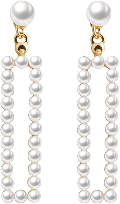 Pearl Clip on Earrings for Women Drop Clip Earrings for Women Gold Plated White Imitation Pearl Earrings Fashion