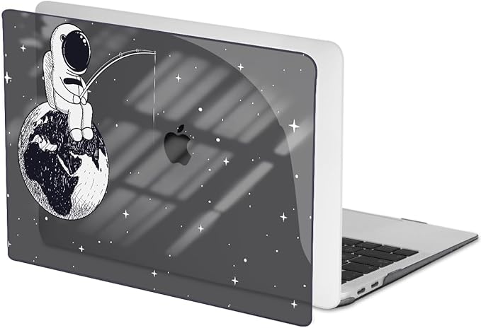 Compatible with MacBook Air 13 inch Case M1 A2337 A2179 A1932 Cover 2021 2020 2019 2018 Release with Retina Display & Touch ID, Crystal Black Pattern Plastic Hard Shell Case, Astronaut Earth