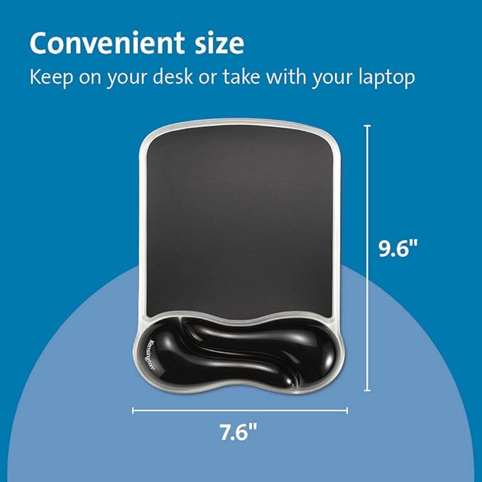 Kensington Duo Gel Wave Mouse Pad & Wrist Rest - Black,Medium (K62413WW)