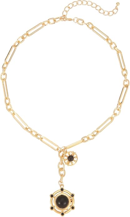14K Gold-tone Sun Pendent Necklace for Women Chunky Gold Plated Necklace Unisex