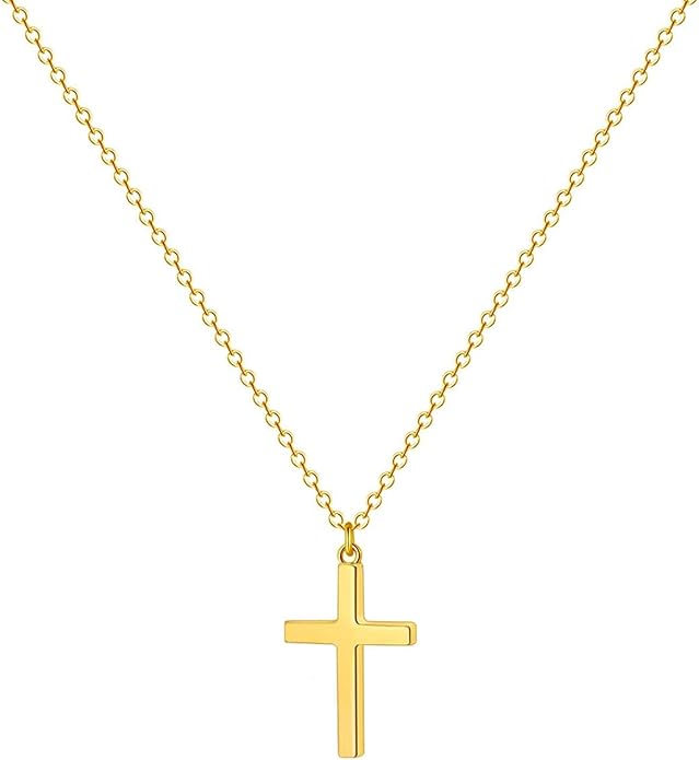 Zeffy Cross Necklace for Women,18K Gold/Silver Plated Tiny Cubic Zirconia Cross Pendant Necklace for Women Simple Layered Cross Necklaces for Women