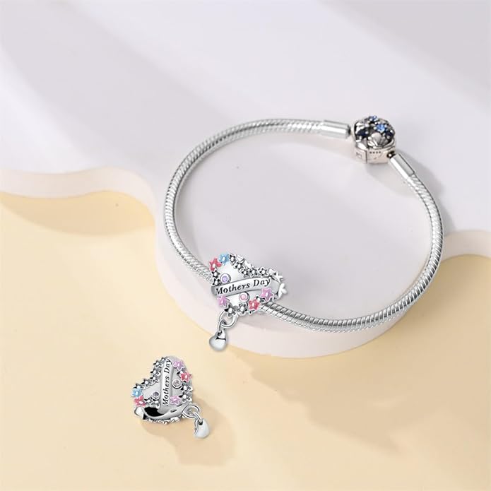 LIGHTDOG 925 Sterling Silver Charm fits Pandora Charm Bracelet Necklaces Pendant Bead Charms Jewelry Gift for Women Family Friends