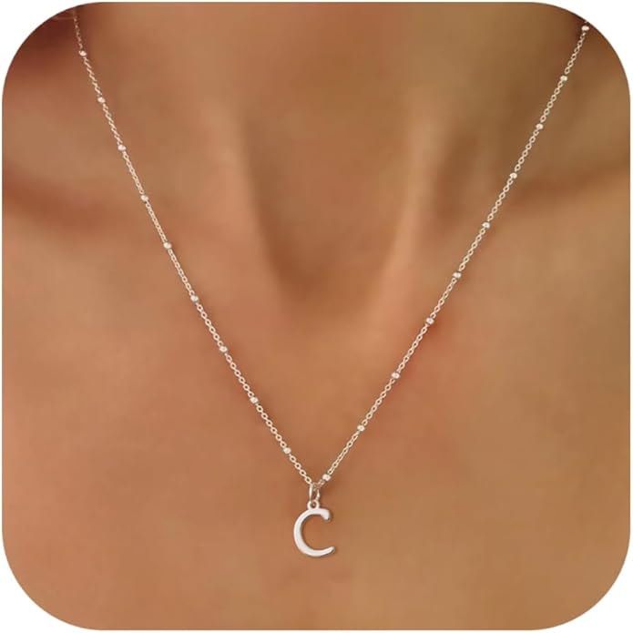 Valentines Gifts for Her Women - Initial Necklaces for Women Dainty 14k Gold Plated A-Z Letter Pendant Name Necklaces Cute Charm Choker Fashion Accessories Non Tarnish Trendy Jewelry Gift