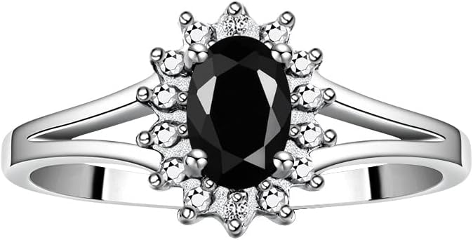 Rylos 14K White Gold Classic Halo Ring: Diamonds, 6X4MM Oval Gemstone - Birthstone Jewelry for Women - Stunning Diamond Gold Ring Sizes 5-10