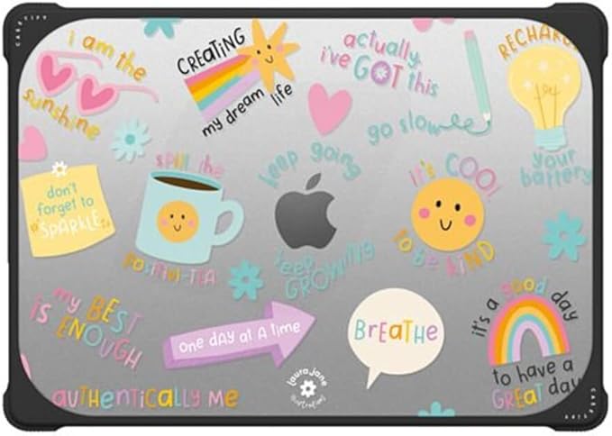 CASETiFY Bounce MacBook Pro 16-inch (M3/M4) Case [Enhanced Protective Corner Design/Ventilation Cutouts/Anti-Slip Grip] - Keep Growing by Laura Jane Illustrations - Clear Black