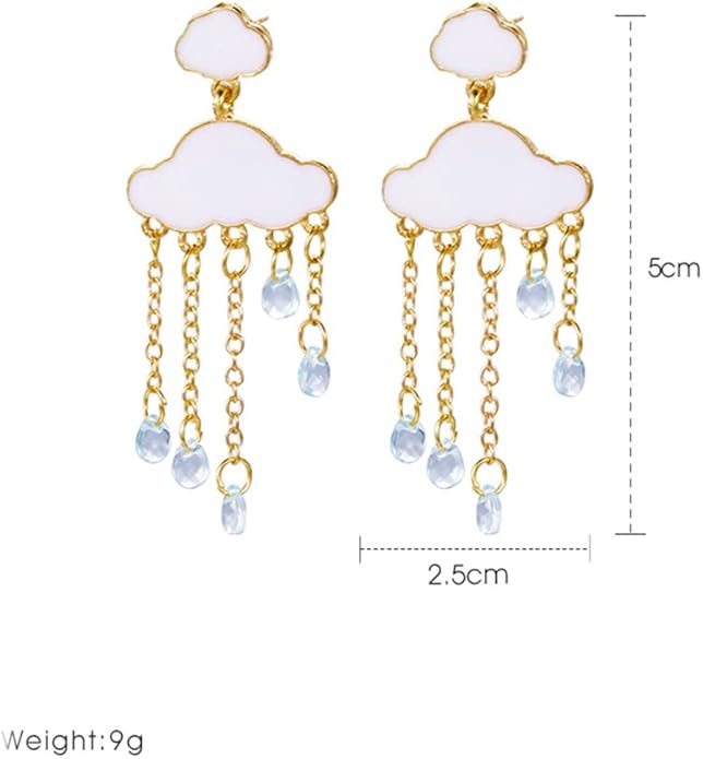 Acrylic Rain Cloud Earrings Cute Cloud Dangle Drop Earrings Colorful Crystal Raindrop Earrings for Women